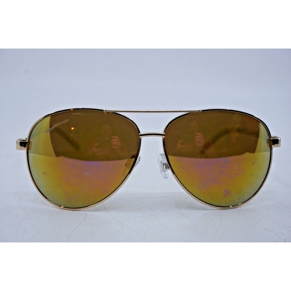 Adrienne Vittadini AVS6003 444 Aviatior Sunglasses Gold & White Used